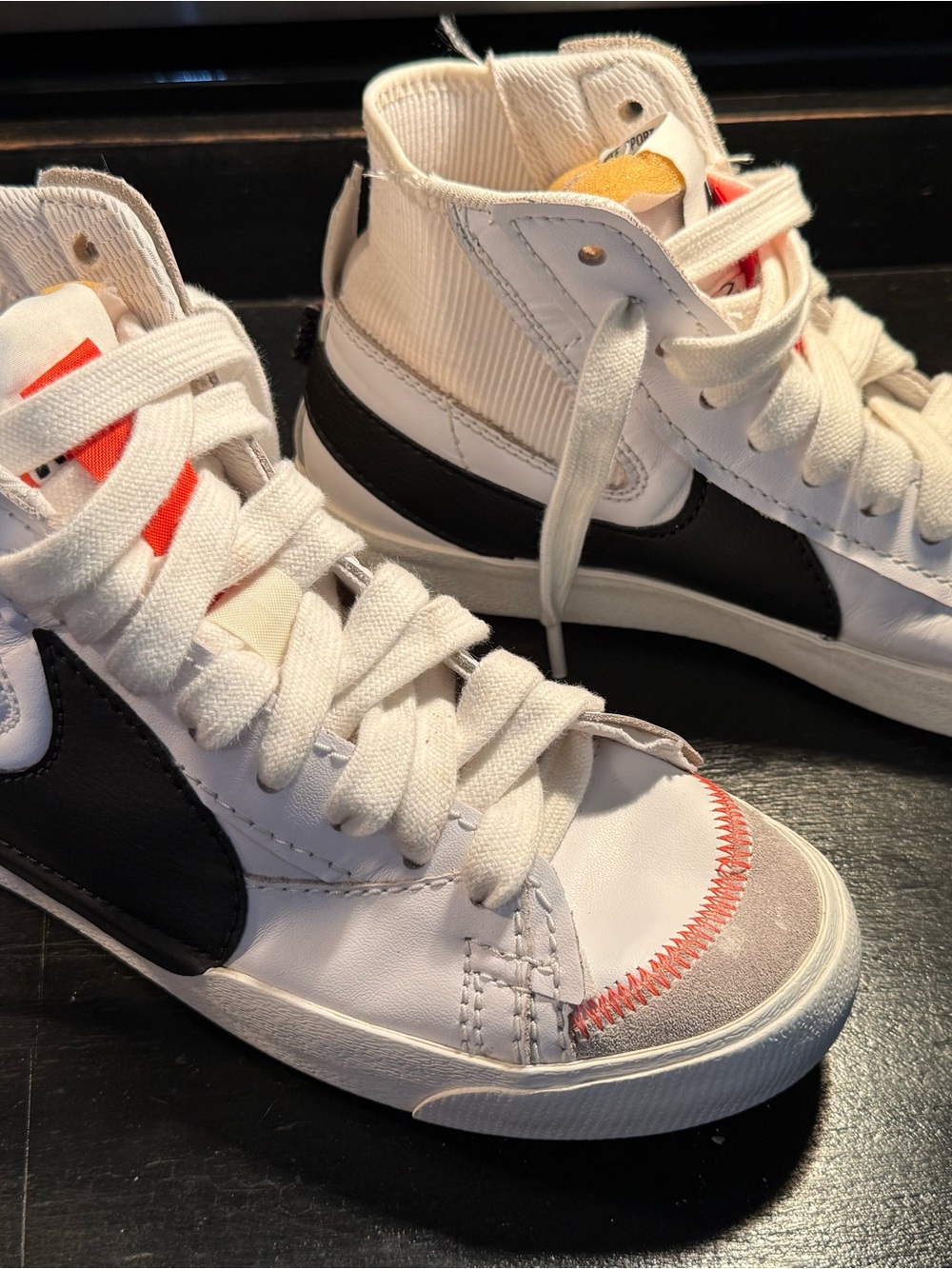 Nike Blazer Mid ‘77 Jumbo Sneakers with Black Swoosh and Red Accent